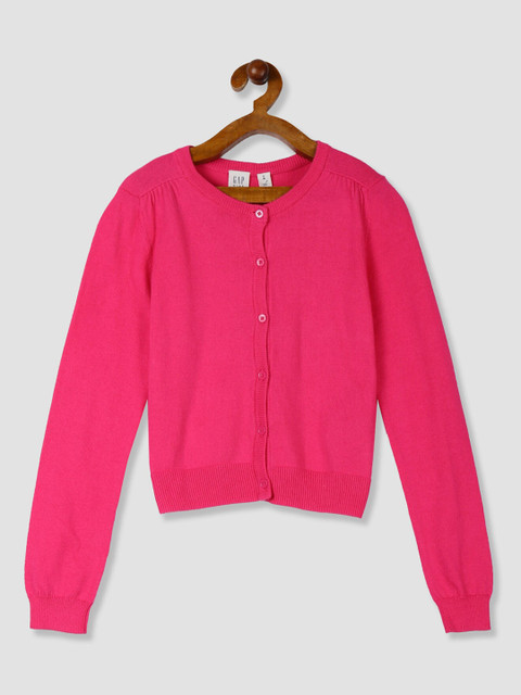 

GAP Girls Pink Solid Cardigan Cotton Sweater