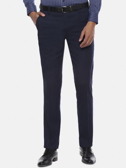 

Van Heusen Men Navy Blue Slim Fit Solid Formal Trousers