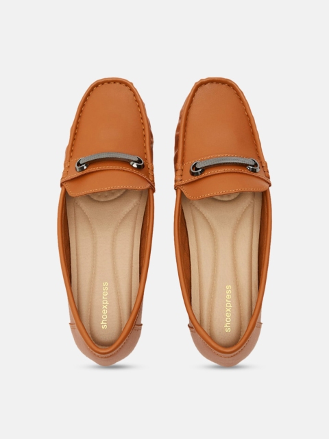 

Shoexpress Women Brown Solid Loafers, Tan