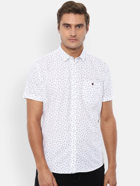 

Louis Philippe Jeans Men White & Blue Slim Fit Printed Pure Cotton Casual Shirt