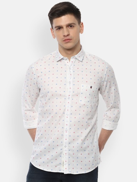 

Louis Philippe Jeans Men White & Red Slim Fit Printed Pure Cotton Casual Shirt
