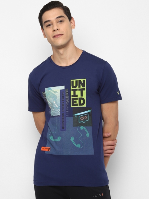 

Allen Solly Men Navy Blue Printed Round Neck T-shirt