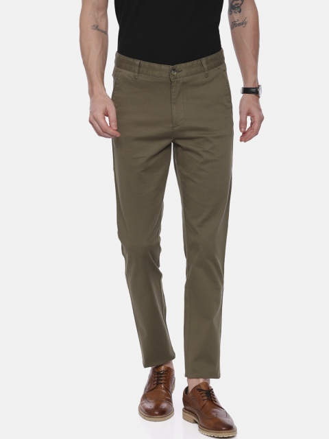 

CROYDON Men Green Tapered Fit Solid Regular Trousers