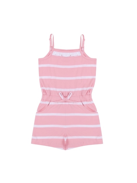 

Pantaloons Junior Girls Pink & White Striped Playsuit