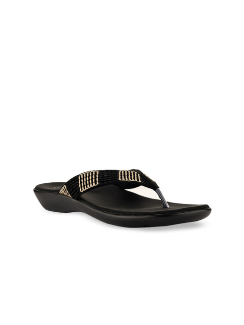 

NECTAR KICKS Women Black Solid Fabric Open Toe Flats