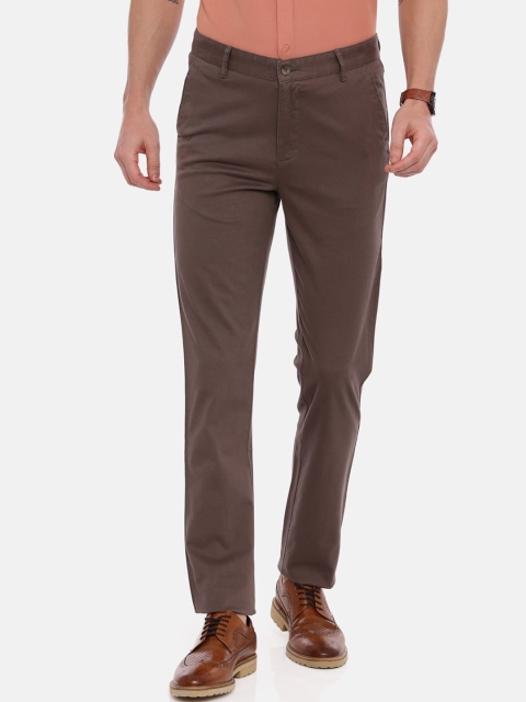 

CROYDON Men Brown Tapered Fit Solid Chinos
