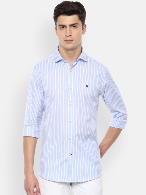

Louis Philippe Sport Men Blue & White Slim Fit Striped Pure Cotton Casual Shirt