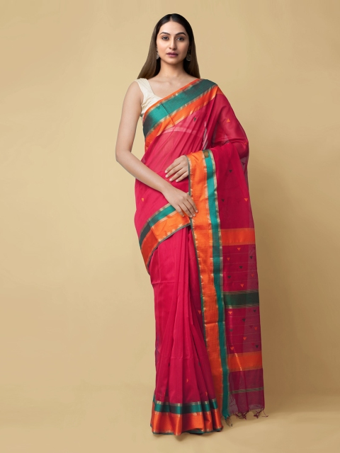 

Unnati Silks Red & Orange Silk Cotton Woven Design Maheshwari Handloom Saree