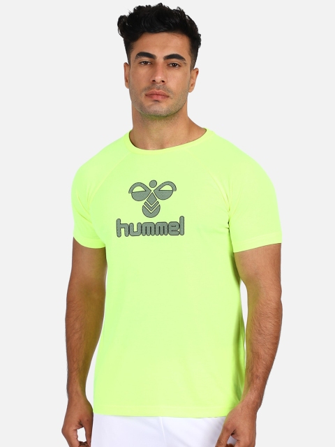 

hummel Men Lime Green Printed Round Neck T-shirt