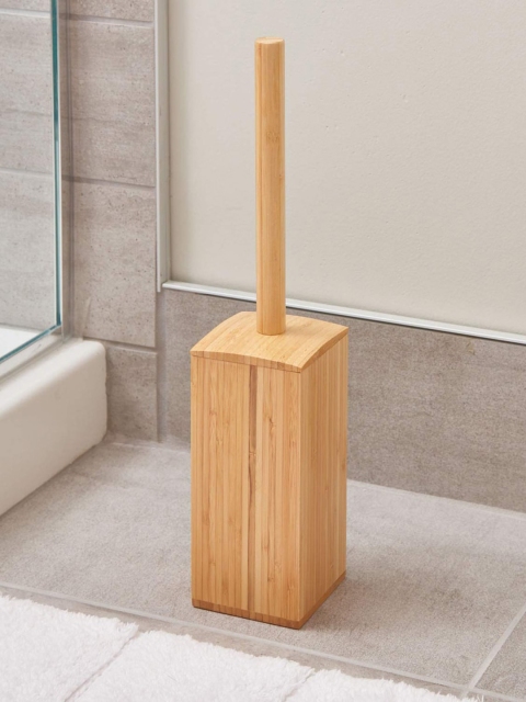 

INTERDESIGN Beige Striped Bamboo Toilet Brush Holder