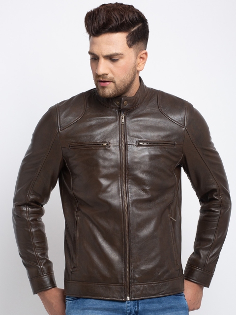 

Teakwood Leathers Men Brown Solid Lightweight Biker Jacket
