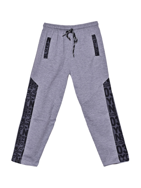 

SWEET ANGEL Girls Grey Melange & Black Solid Straight-Fit Track Pants
