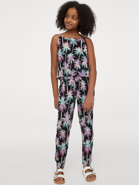 

H&M Girls Black Printed Jumpsuit