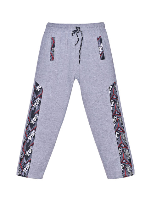 

SWEET ANGEL Boys Grey Melange & White Solid Straight-Fit Track Pants