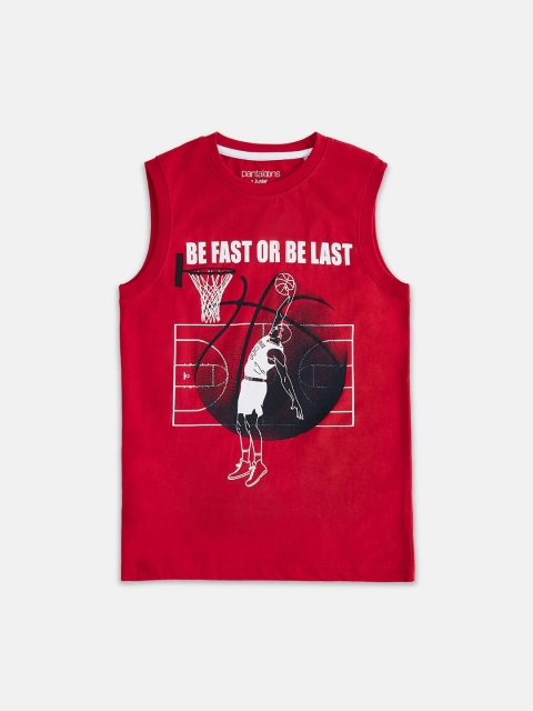

Pantaloons Junior Boys Red Printed Round Neck T-shirt