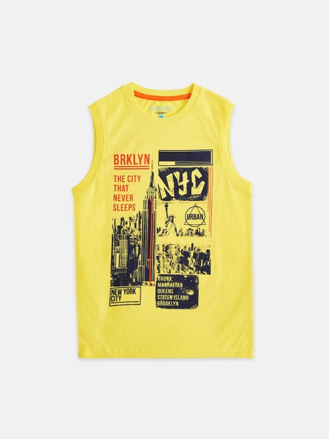 

Pantaloons Junior Boys Yellow Printed Round Neck T-shirt