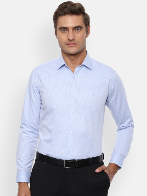 

V Dot Men Blue Slim Fit Self Design Casual Shirt