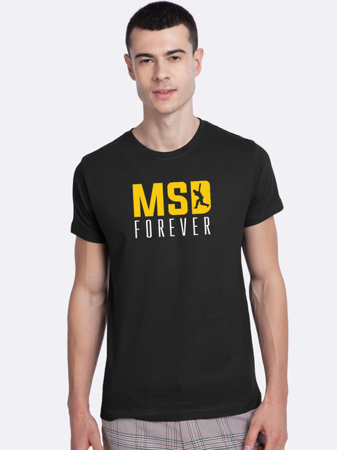 

Bewakoof Men Black MSD Forever Printed Round Neck Cotton Pure Cotton T-shirt