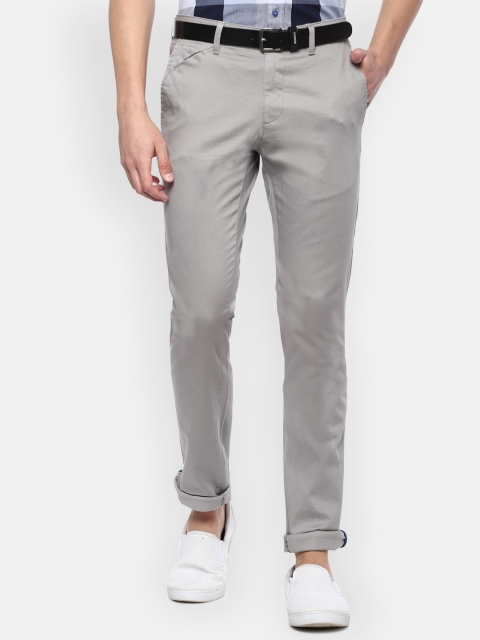 

V Dot Men Grey Slim Fit Solid Regular Trousers