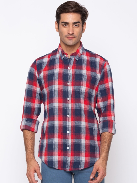 

Nick&Jess Men Blue & Red Slim Fit Checked Casual Shirt
