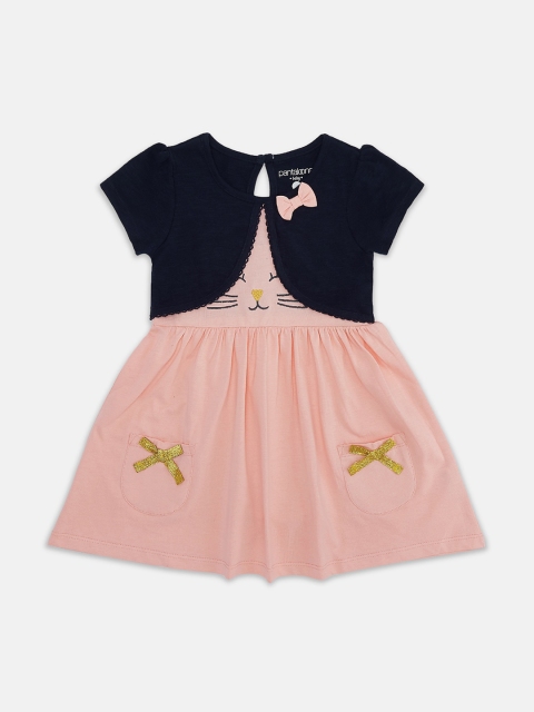

Pantaloons Baby Girls Coral Embroidered Fit and Flare Cotton Dress