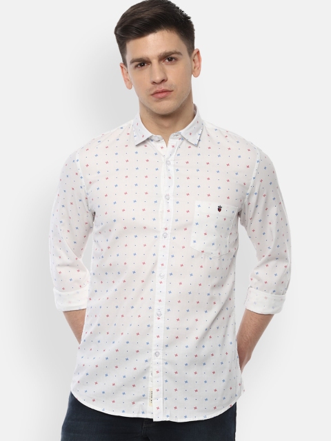 

Louis Philippe Jeans Men White & Red Slim Fit Printed Pure Cotton Casual Shirt