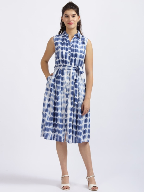 

Zink London Women Blue & White Dyed Shirt Dress