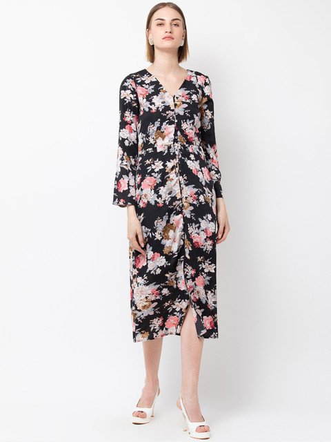 

DODO & MOA Women Black Printed Fit and Flare Dress