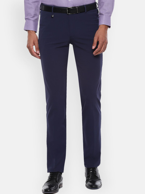

V Dot Men Navy Blue Slim Fit Solid Formal Trousers