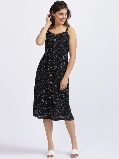 

Zink London Women Black Printed Fit and Flare Dress