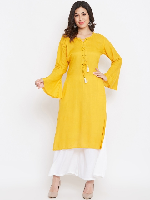 

Castle Women Yellow & White Solid Kurta with Palazzos