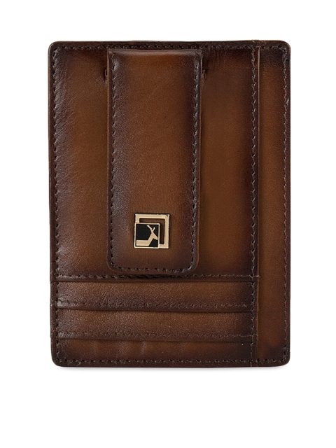 

Da Milano Men Brown Textured Leather Money Clip
