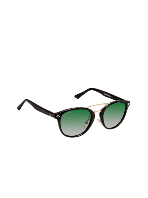 

David Blake Unisex Green Lens & Black Round Sunglasses With