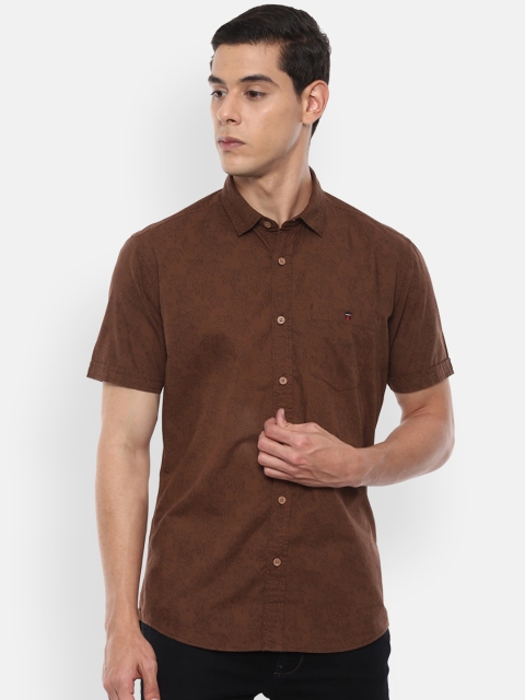 

Louis Philippe Jeans Men Brown Slim Fit Printed Casual Cotton Shirt