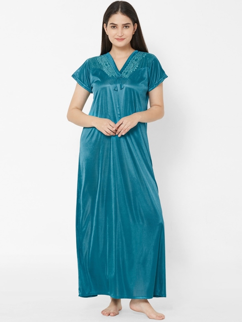 

Juliana Dream Women Teal Solid Maxi Nightdress