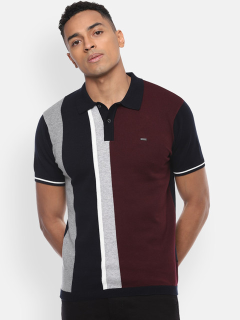 

Van Heusen Sport Men Maroon Colourblocked Polo Collar T-shirt