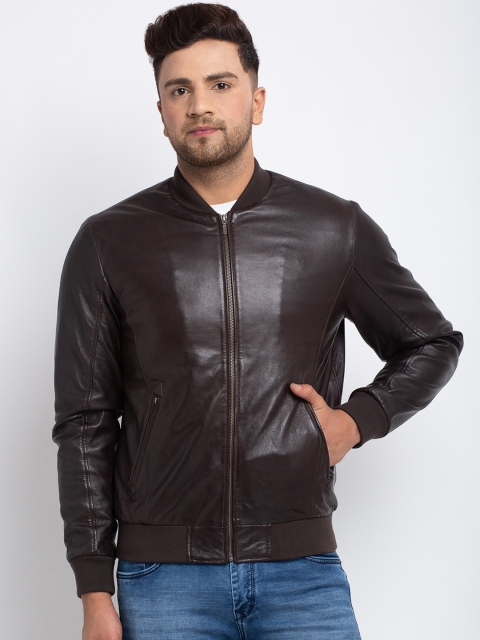 

Teakwood Leathers Men Brown Solid Lightweight Leather Jacket
