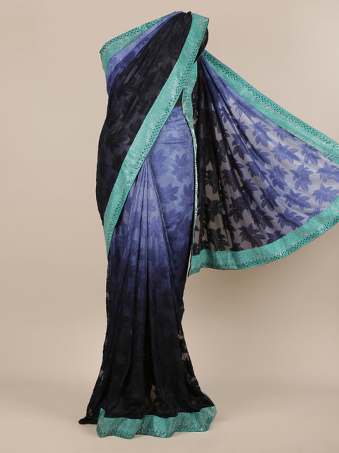 

Pothys Navy Blue Woven Design Poly Chiffon Saree
