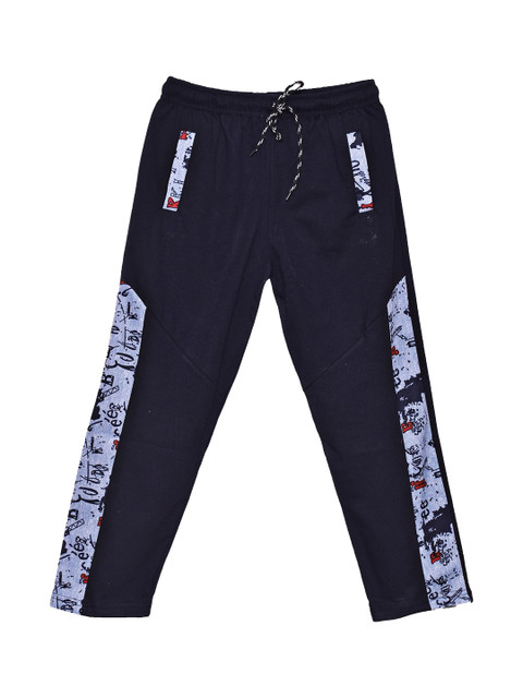

SWEET ANGEL Girls Navy Blue & Grey Solid Straight-Fit Track Pants