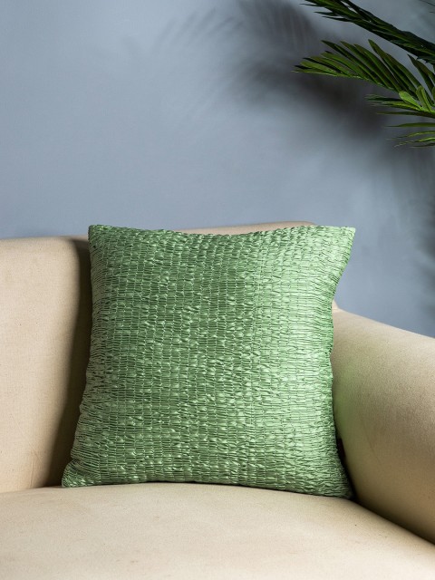 Pure Home and Living Green Set of Single Self Design Square Cushion Covers