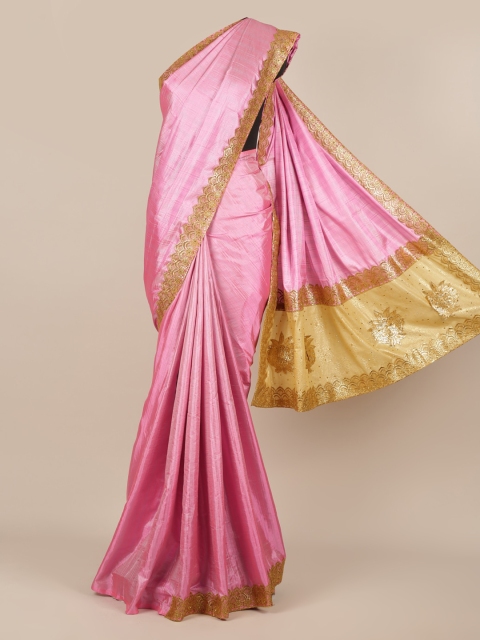 

Pothys Pink Checked Art Silk Saree