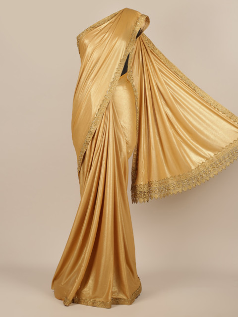 

Pothys Gold-Toned Solid Poly Chiffon Saree