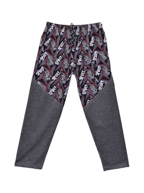 

SWEET ANGEL Girls Charcoal Grey & Red Printed Straight-Fit Track Pants