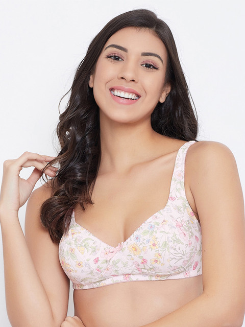 

Clovia Pink & Yellow Printed Non-Wired Non Padded Everyday Bra BR2038M2232B