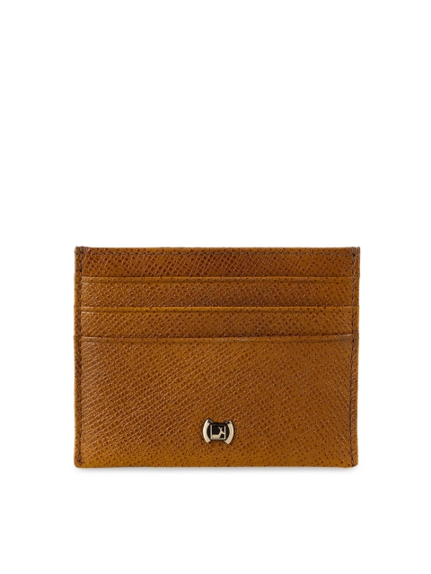 

Da Milano Unisex Tan Brown Textured Leather Card Holder