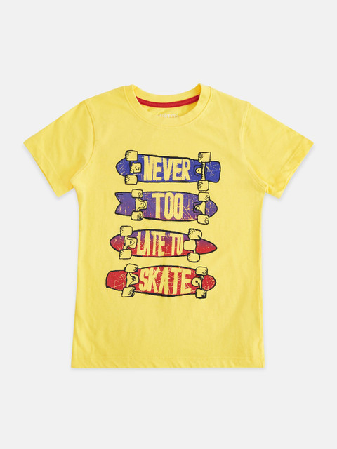 

Pantaloons Junior Boys Yellow Printed Round Neck T-shirt
