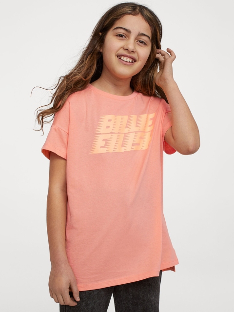 

H&M Girls Orange Printed T-shirt