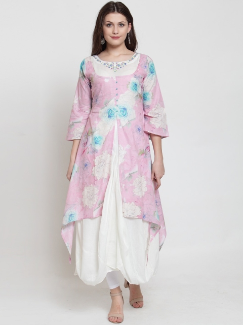 

Kiaasa Women Pink Floral Printed Kurta