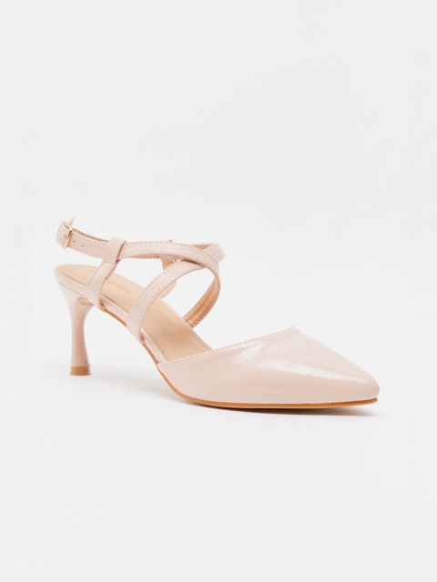 

shoexpress Women Pink Solid Cross-Strap Heeled Sandals