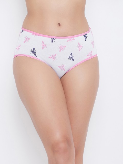 

Clovia Women White & Pink Printed Hipster Briefs-PN2679Q18